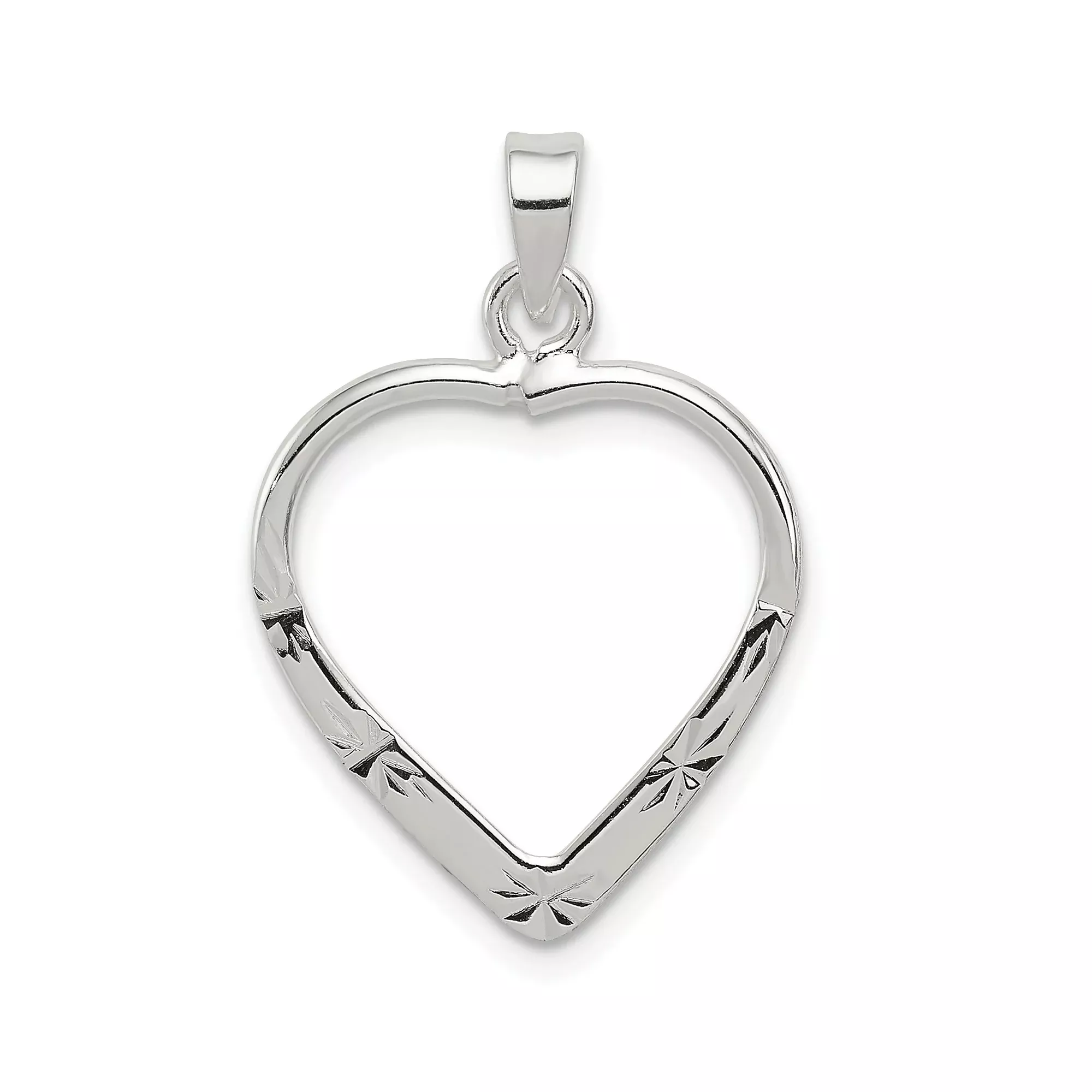 Sterling Silver Heart Pendant with Starburst Accent, Minimalist Jewelry for Women