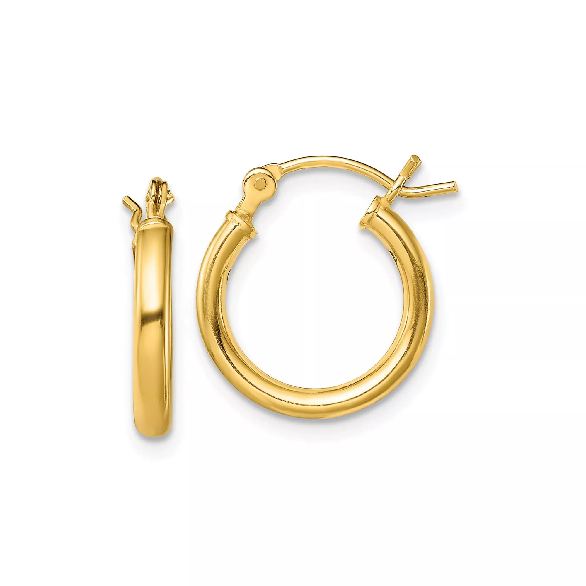 Sterling Silver Hoop Earrings, Gold Tone Smooth Polished Small Tube Hoops for Women