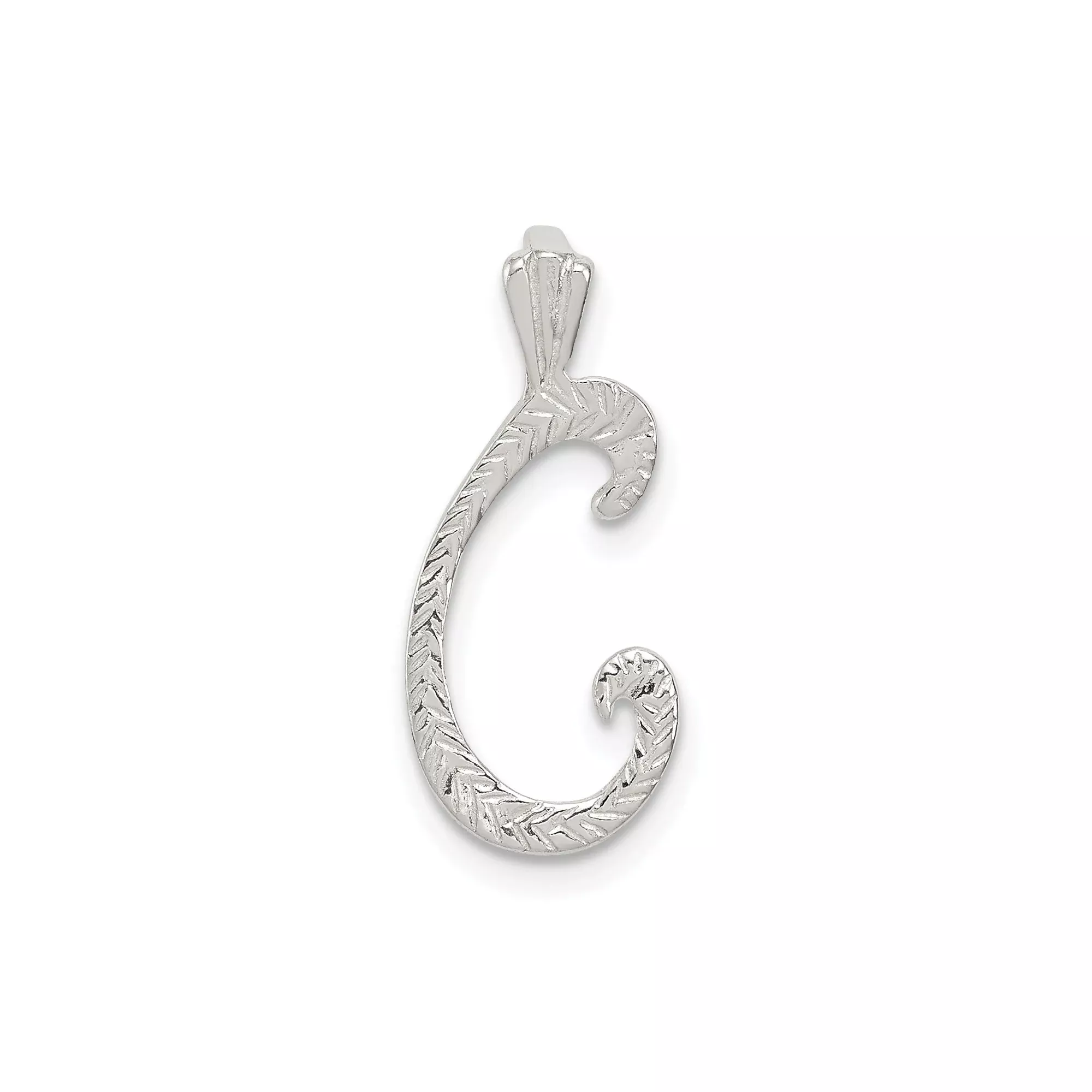 Sterling Silver Initial C Pendant, Script Letter Charm, Personalized Monogram Jewelry for Women