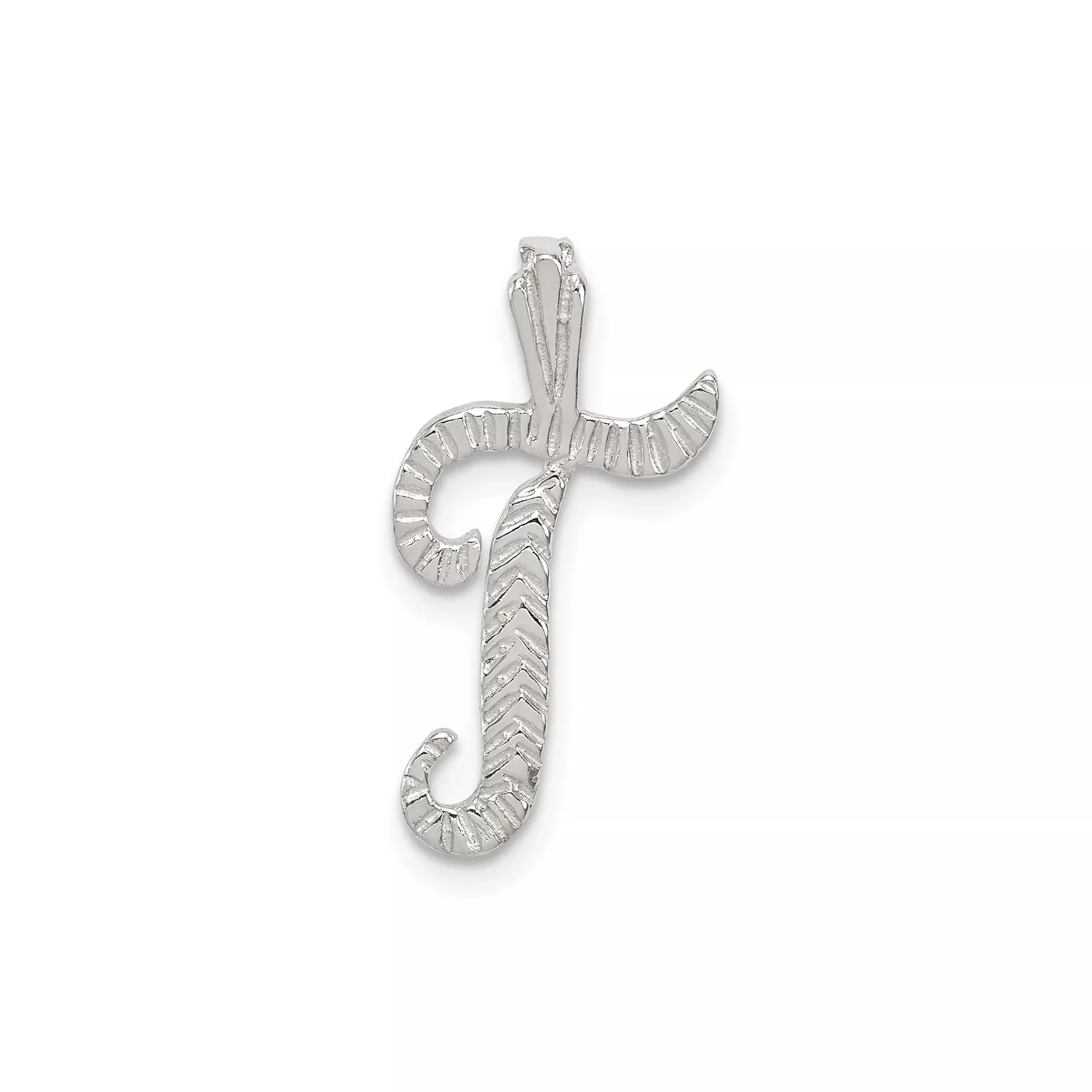 Sterling Silver Letter T Pendant with Textured Detailing, Monogram Charm for Women or Unisex Wear