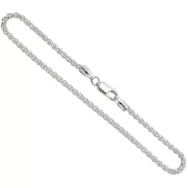 Sterling Silver (nickel Free) 2.5mm Spiga(wheat)chain22 Inches