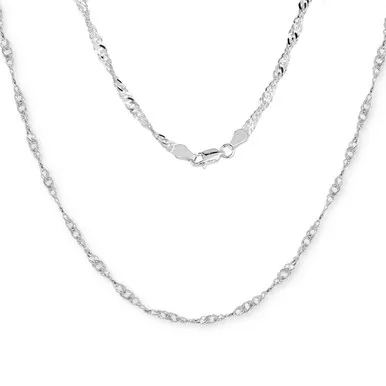 Sterling Silver (Nickel Free) 4 Mm Singapore Chain 24 Inches