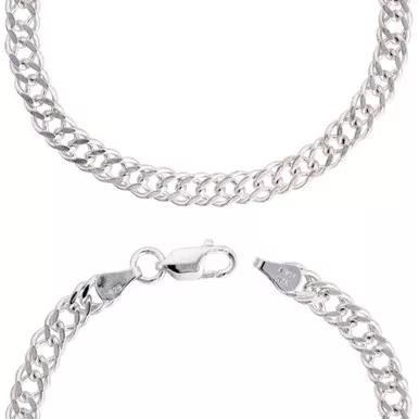 Sterling Silver (nickel Free) 5mm Double Link Bracelet 8 Inches