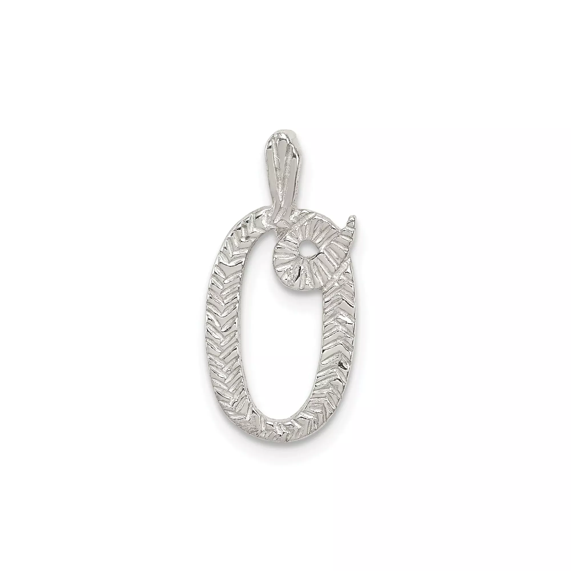Sterling Silver Number 9 Pendant with Polished and Textured Finish, Numerology-Inspired Charm