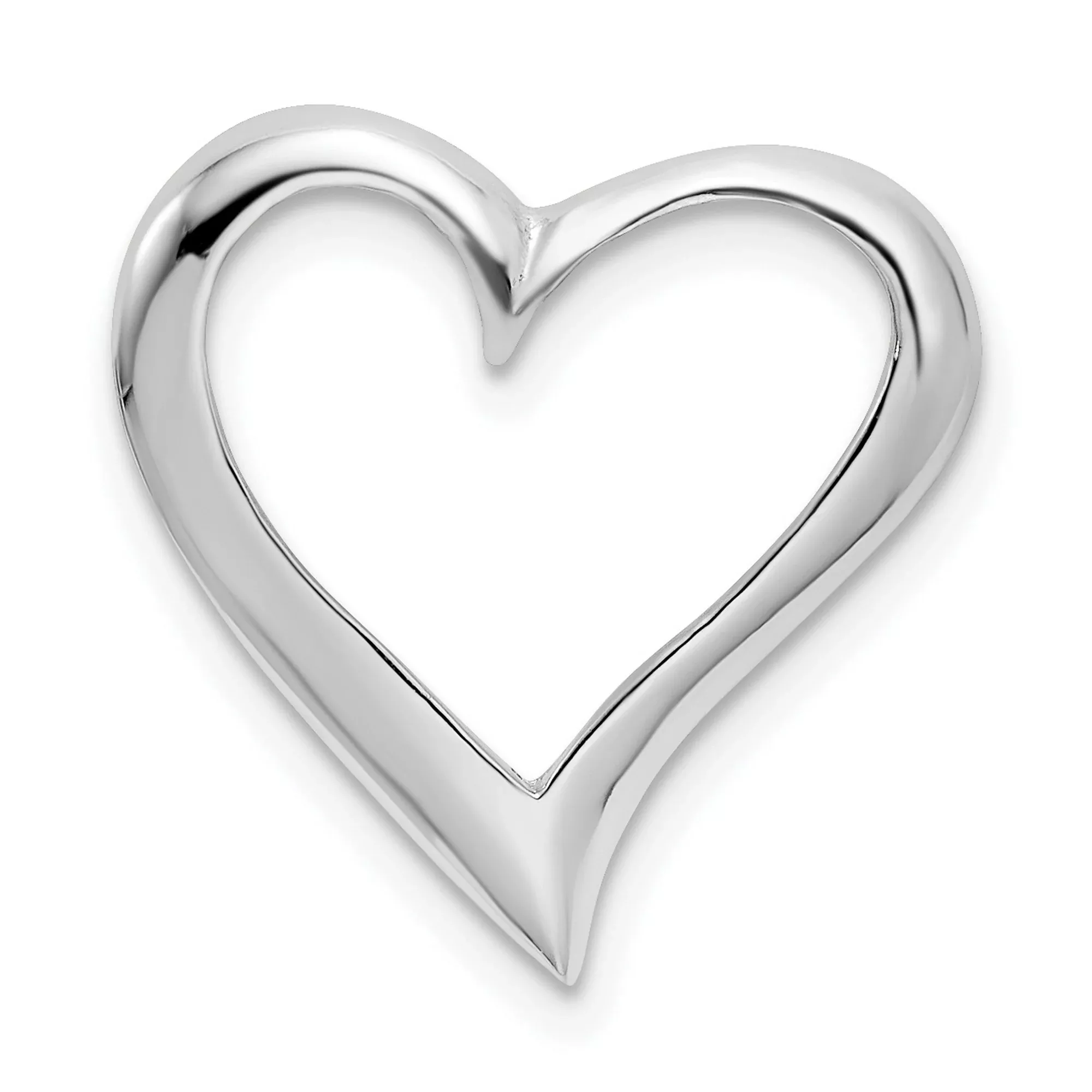 Sterling Silver Open Heart Pendant with Modern Heart Outline Design for Women
