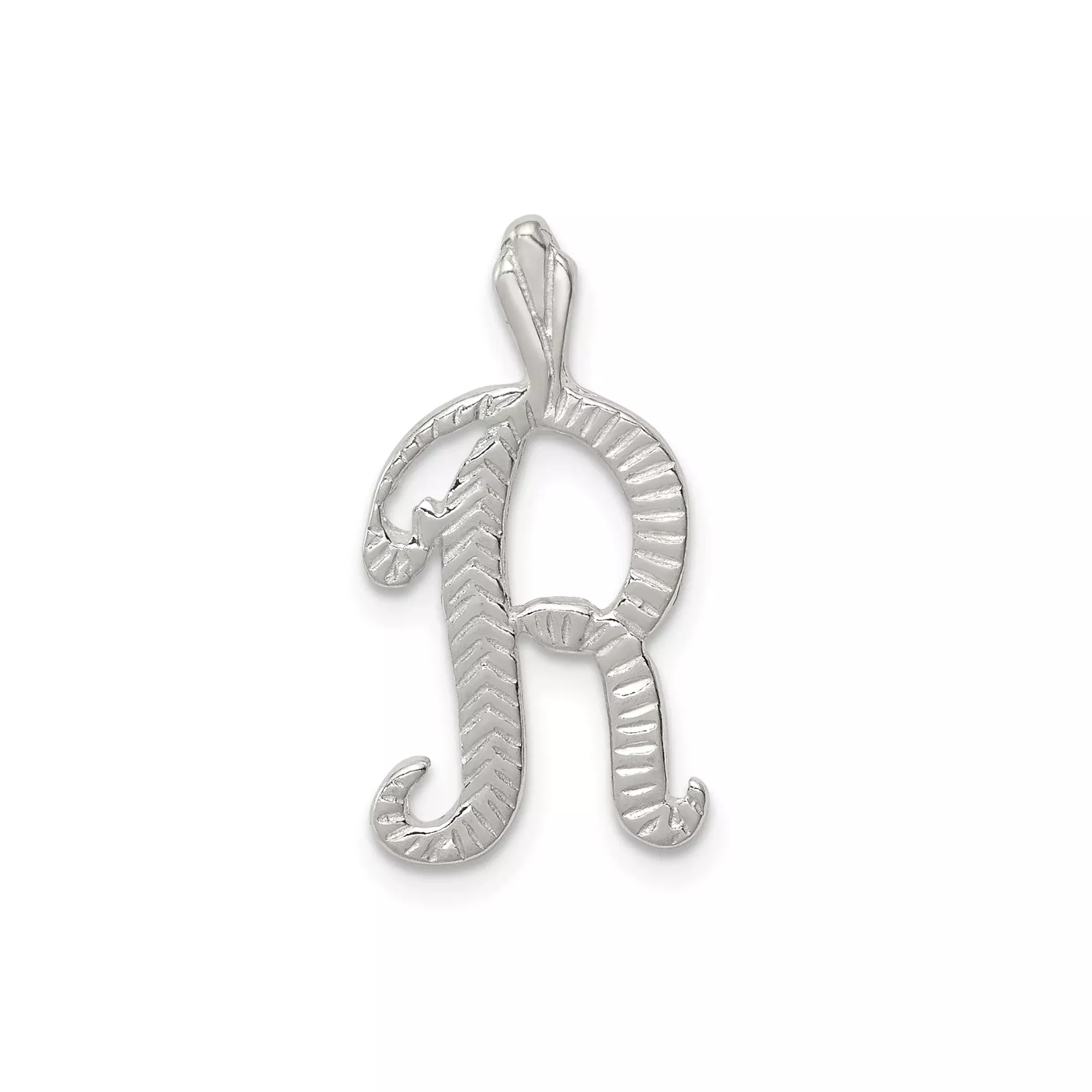Sterling Silver Pendant with Cursive Letter R, Script Initial Charm for Women and Unisex Wear