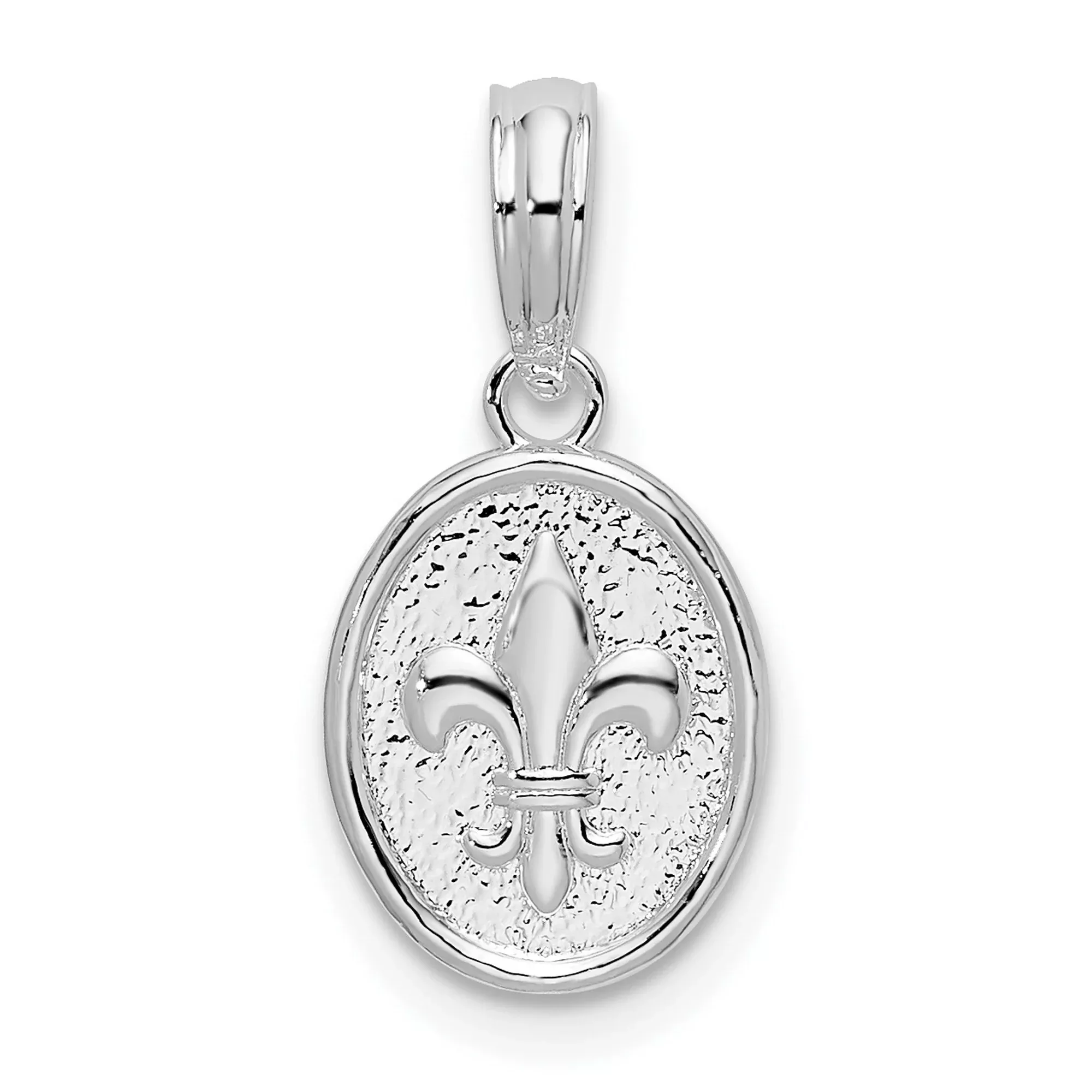 Sterling Silver Pendant with Raised Fleur-de-Lis Design, French Heritage Symbol