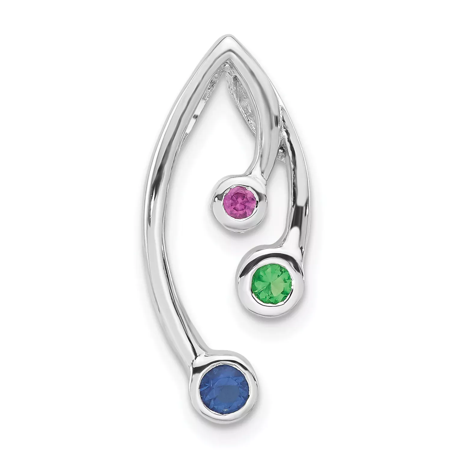 Sterling Silver Polished Red,Green,Blue CZ Slide