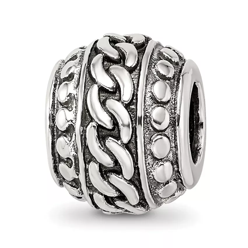 Sterling Silver Reflections Antiqued Large Chain Pattern Bead