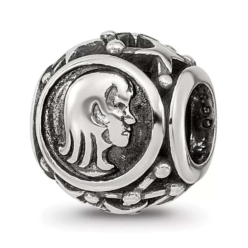 Sterling Silver Reflections Antiqued Zodiac Virgo Bead