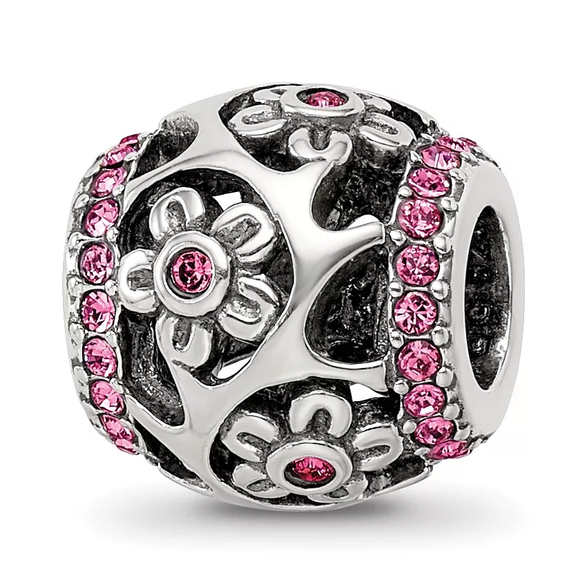 Sterling Silver Reflections Crystal Flowers Bead