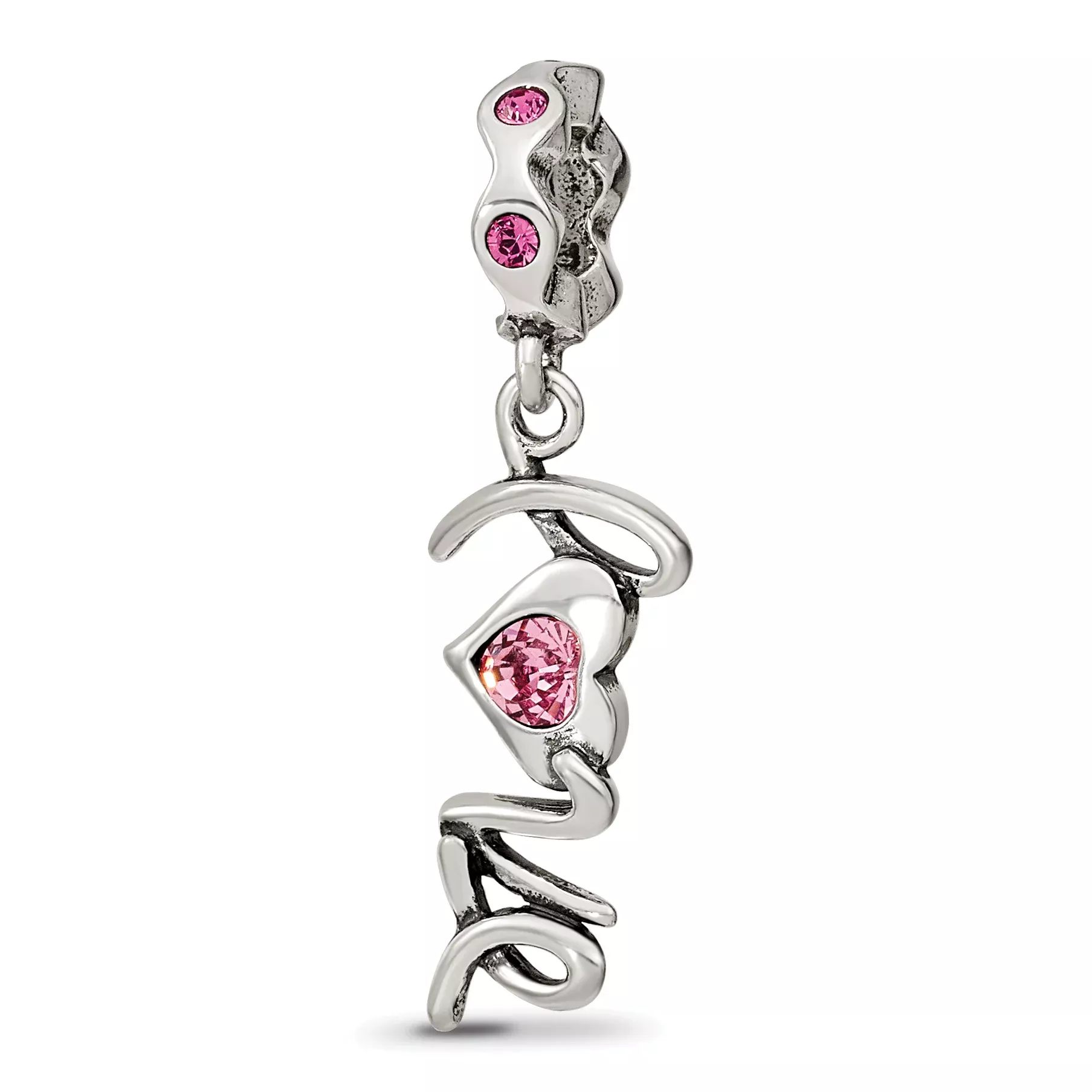 Sterling Silver Reflections Crystals LOVE Dangle Bead