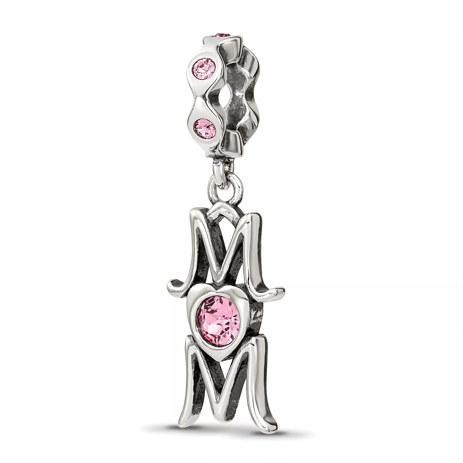 Sterling Silver Reflections Crystals MOM Dangle Bead