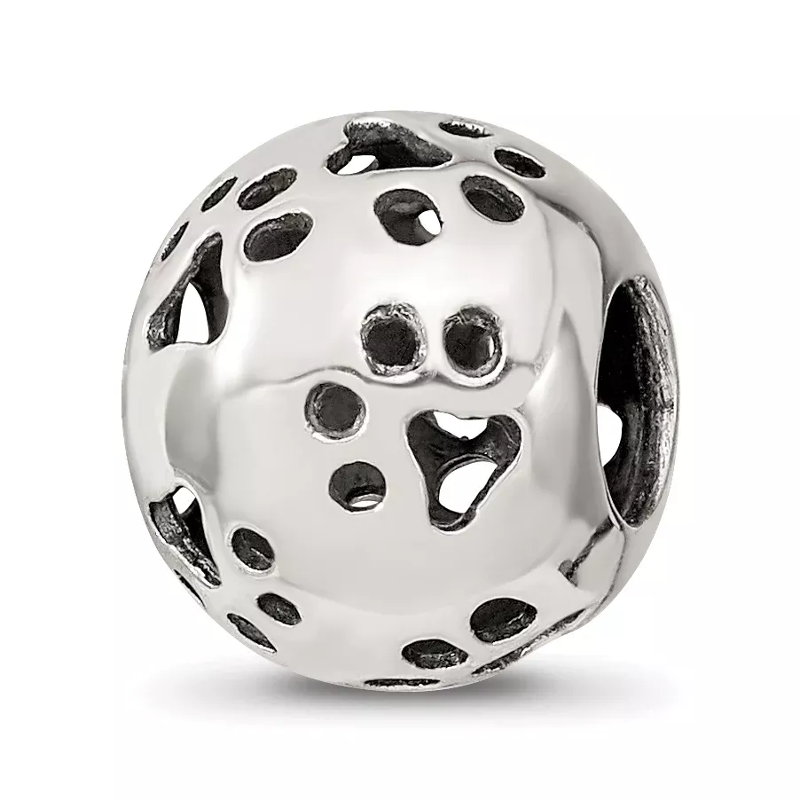 Sterling Silver Reflections Cutout Paw Prints Bead