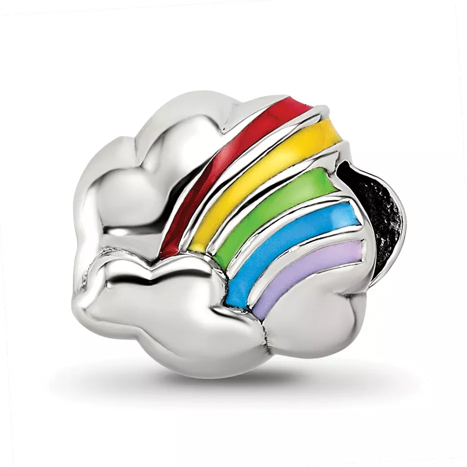 Sterling Silver Reflections Enamel Rainbow Bead