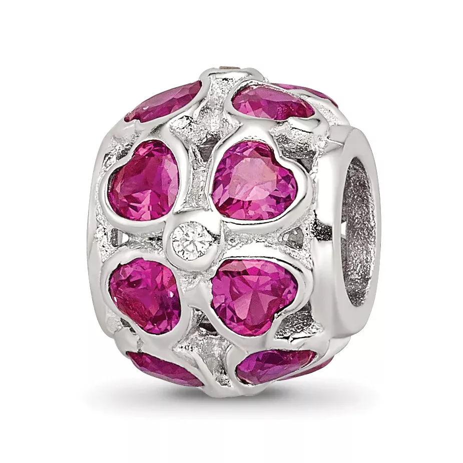 Sterling Silver Reflections Red Heart CZ Bead