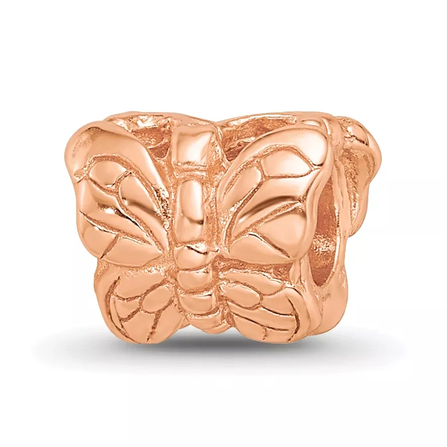 Sterling Silver Reflections Rose Gold-plated Butterfly Bead