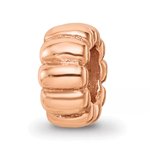 Sterling Silver Reflections Rose Gold-plated Scalloped Spacer Bead