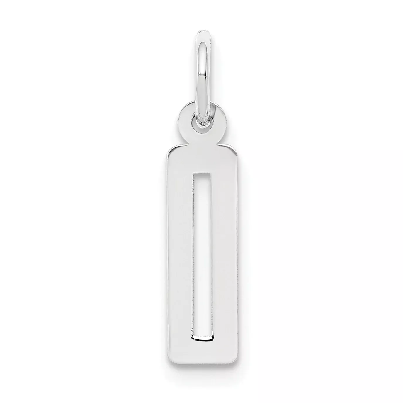 Sterling Silver/Rhodium-plated Elongated Polished Number 0 Charm