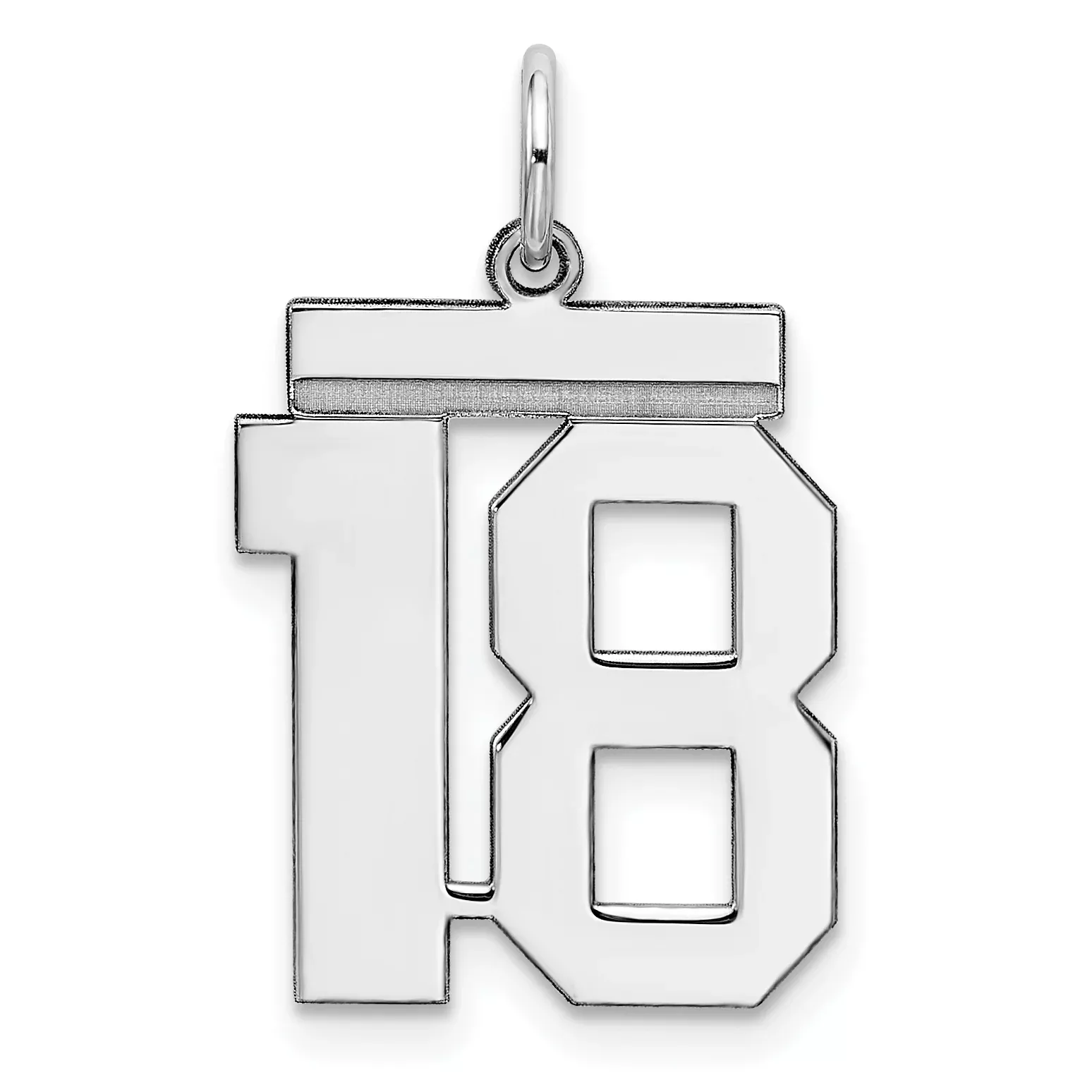Sterling Silver Rhodium-plated Medium Polished Number 18 Charm