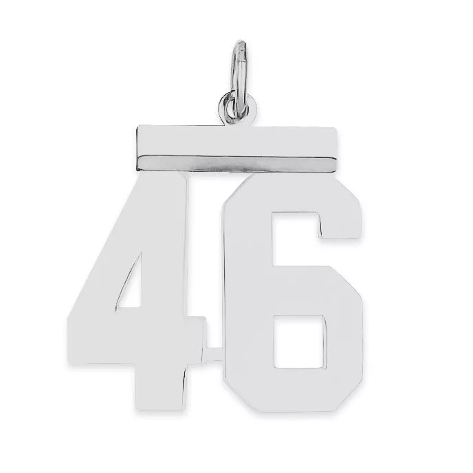 Sterling Silver Rhodium-plated Medium Polished Number 46 Charm