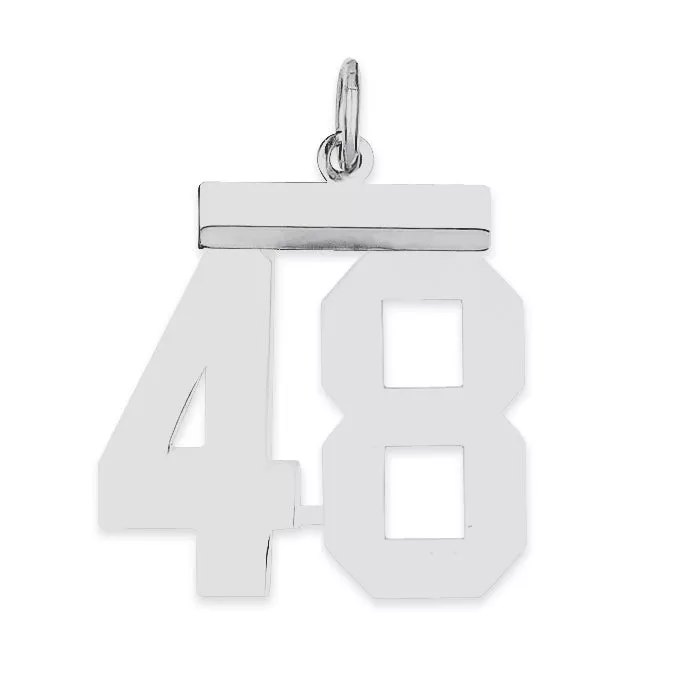 Sterling Silver Rhodium-plated Medium Polished Number 48 Charm