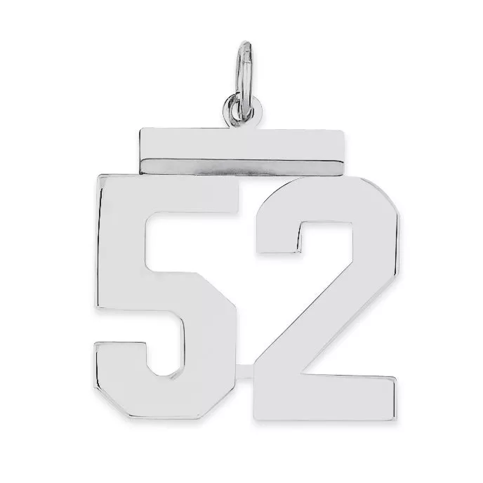 Sterling Silver Rhodium-plated Medium Polished Number 52 Charm
