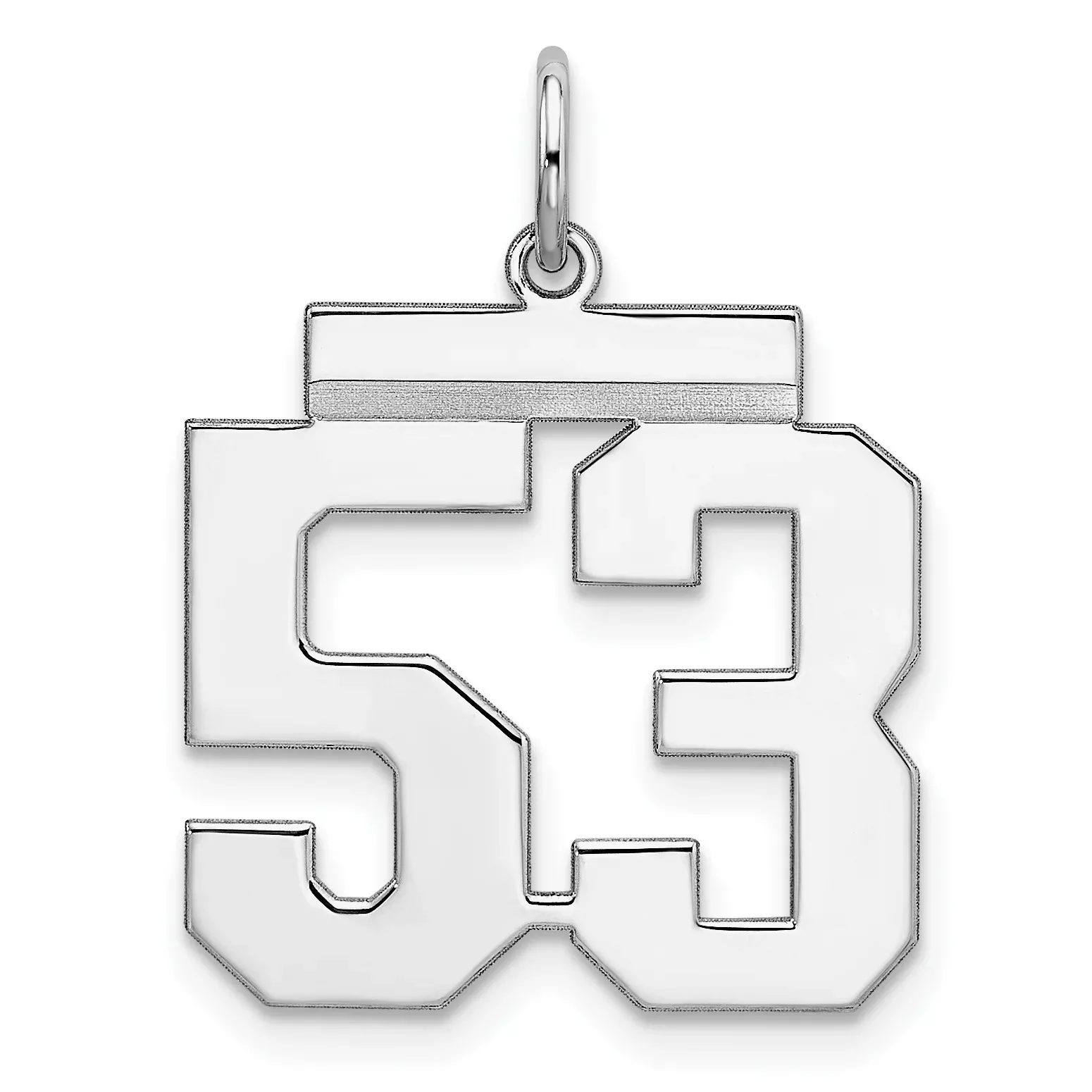 Sterling Silver Rhodium-plated Medium Polished Number 53 Charm