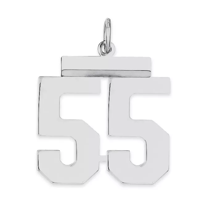 Sterling Silver Rhodium-plated Medium Polished Number 55 Charm