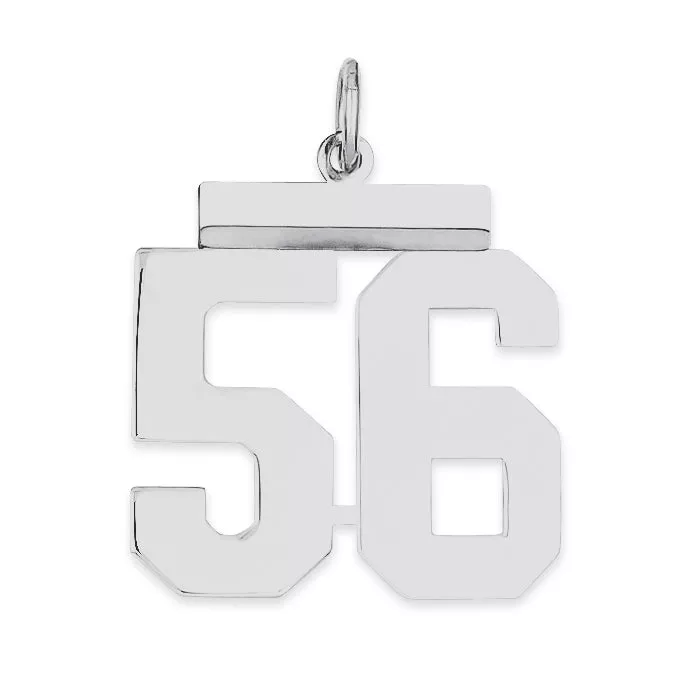 Sterling Silver Rhodium-plated Medium Polished Number 56 Charm