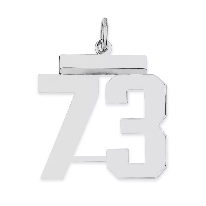 Sterling Silver Rhodium-plated Medium Polished Number 73 Charm