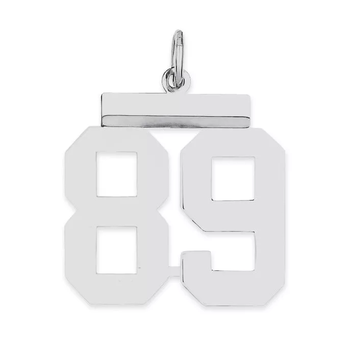 Sterling Silver Rhodium-plated Medium Polished Number 89 Charm