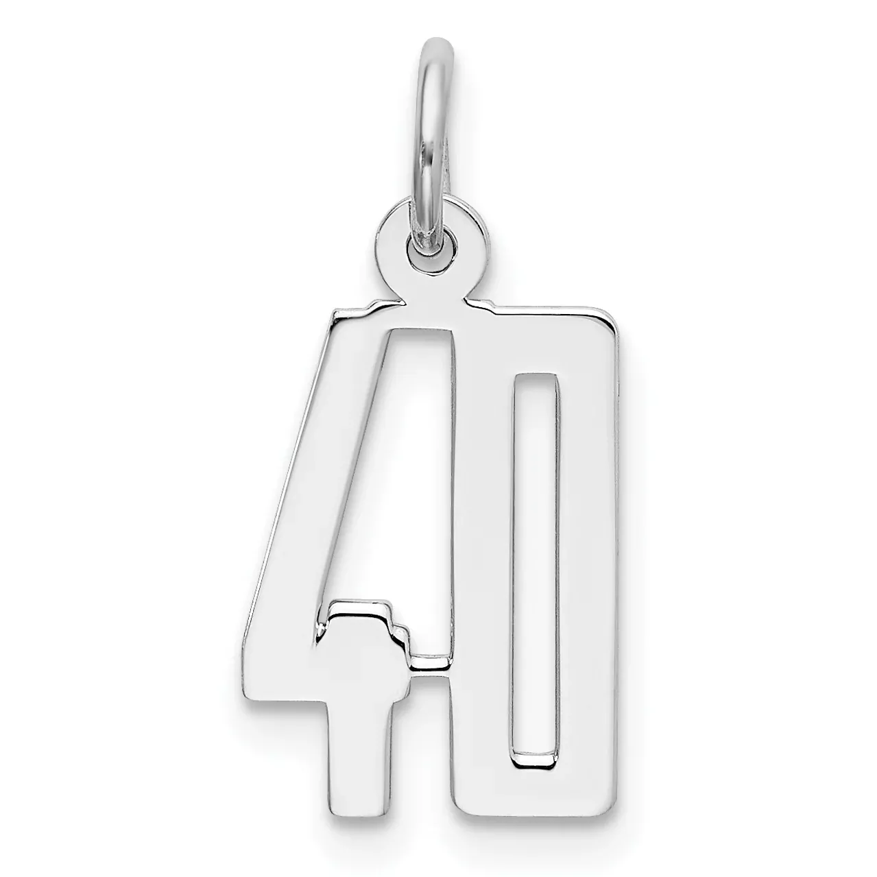 Sterling Silver Rhodium-plated Small Elongated Pol Number 40 Charm