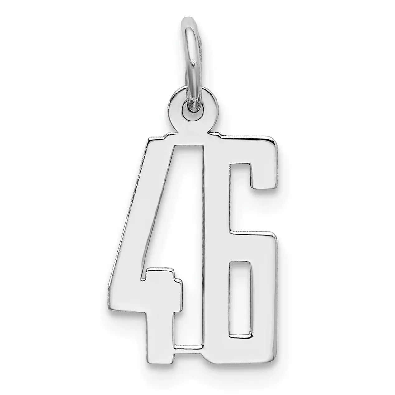 Sterling Silver Rhodium-plated Small Elongated Pol Number 46 Charm