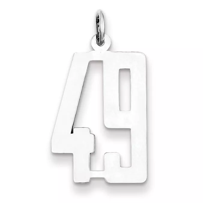 Sterling Silver Rhodium-plated Small Elongated Pol Number 49 Charm