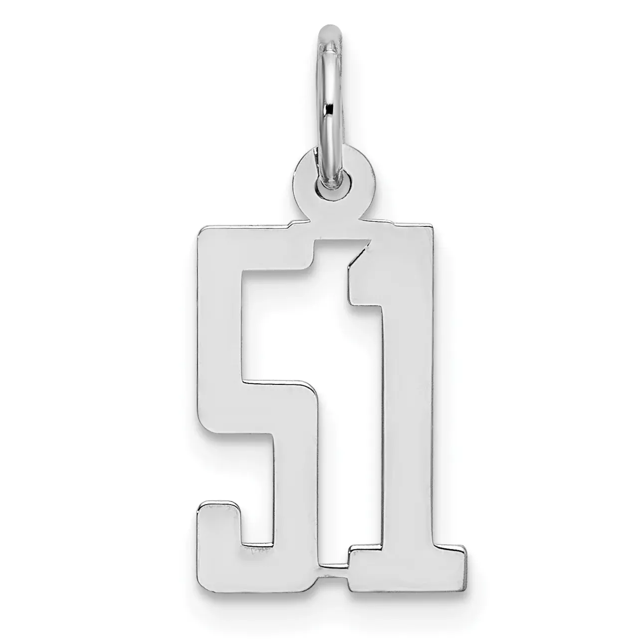 Sterling Silver Rhodium-plated Small Elongated Pol Number 51 Charm