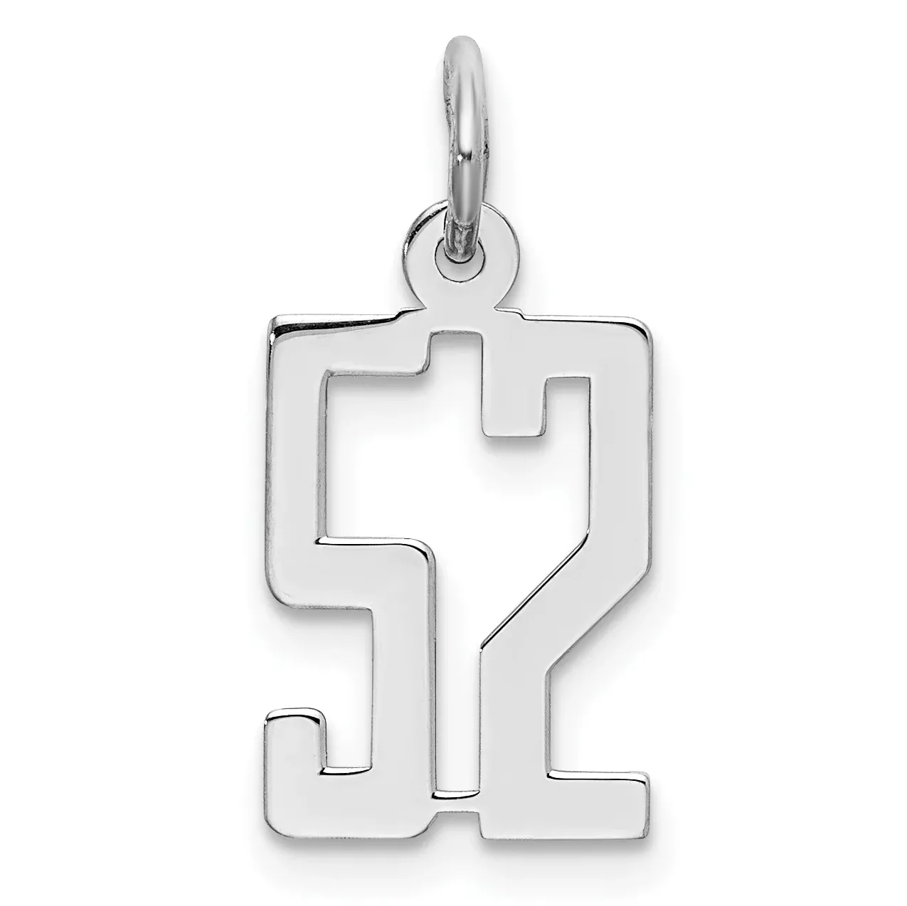 Sterling Silver Rhodium-plated Small Elongated Pol Number 52 Charm