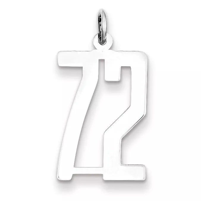 Sterling Silver Rhodium-plated Small Elongated Pol Number 72 Charm