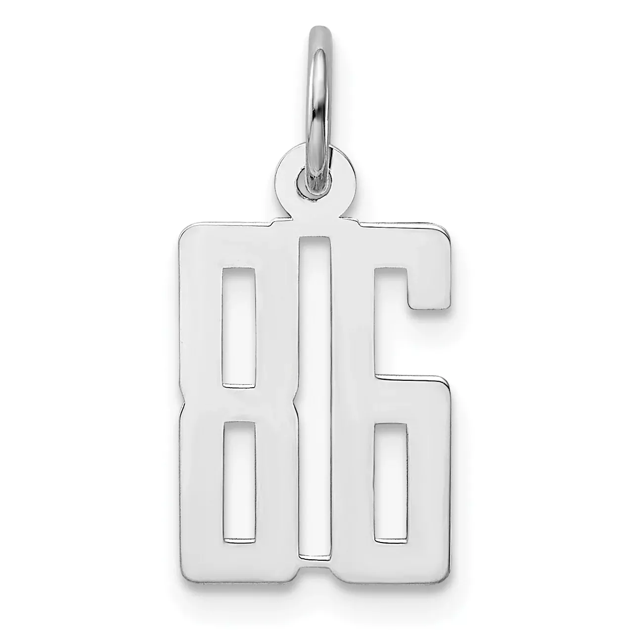Sterling Silver Rhodium-plated Small Elongated Pol Number 86 Charm