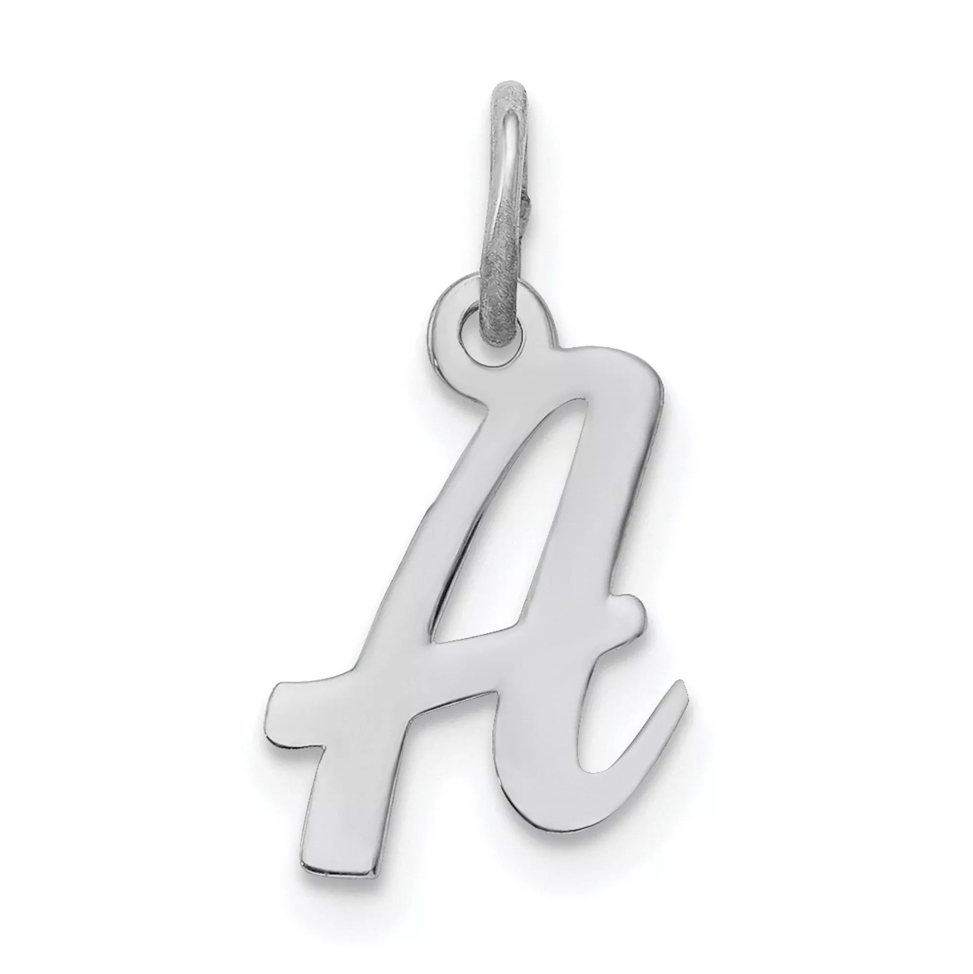 Sterling Silver Script Letter A Pendant Charm, Polished Cursive Initial Jewelry