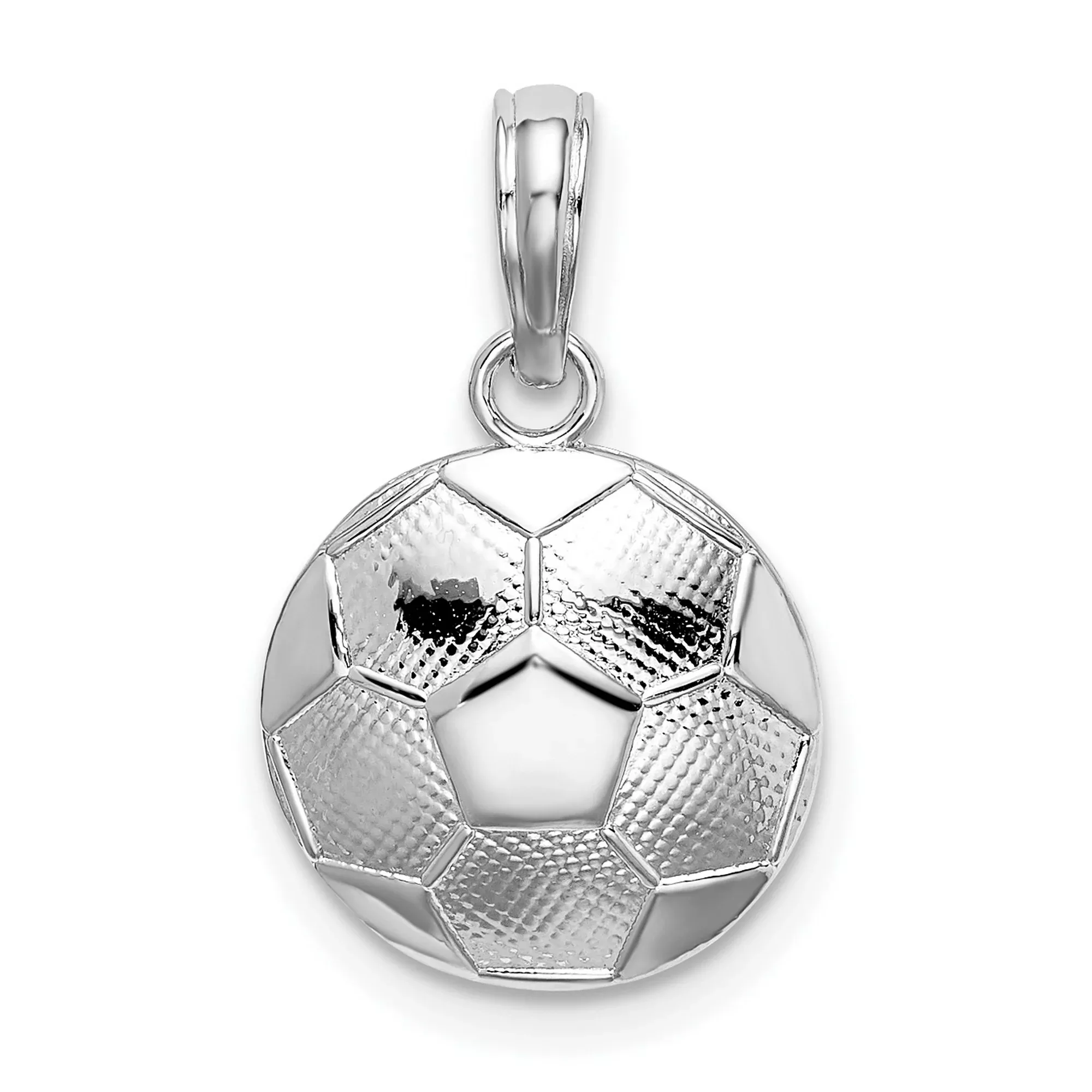 Sterling Silver Soccer Ball Pendant Charm with Realistic 3D Design for Men or Women