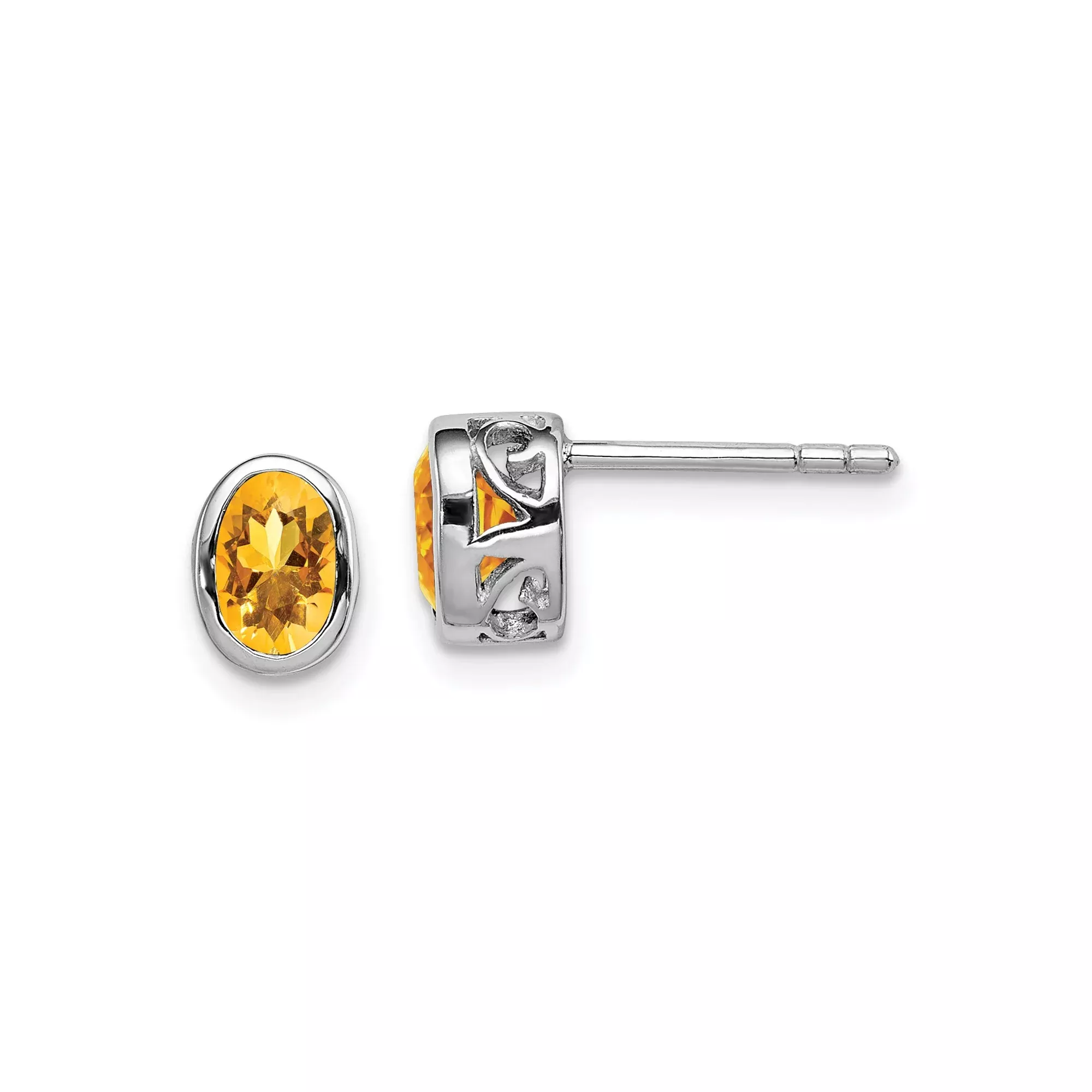 Sterling Silver Stud Earrings with Citrine and Celtic Knot Design for Women