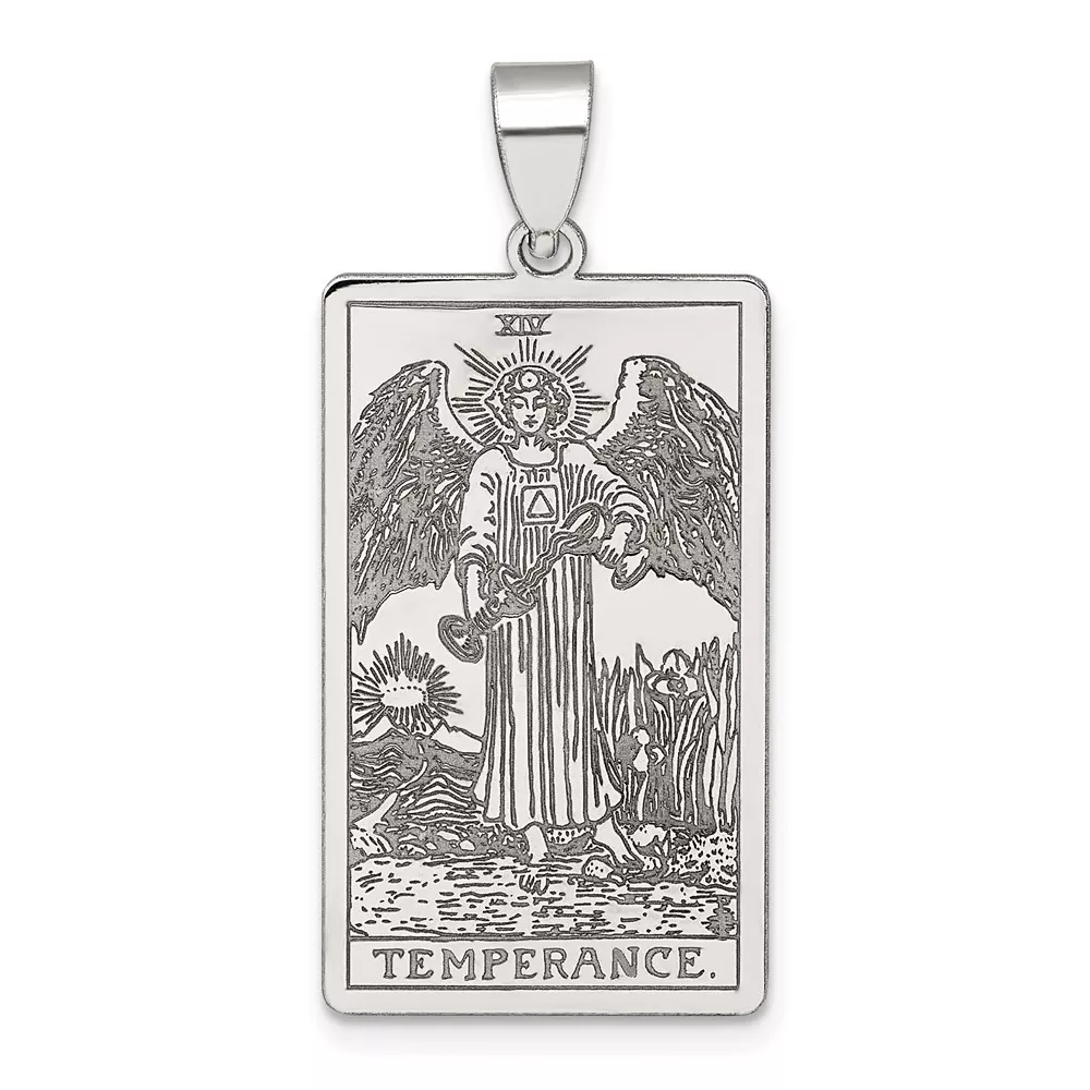 Sterling Silver Temperance Tarot Card Pendant