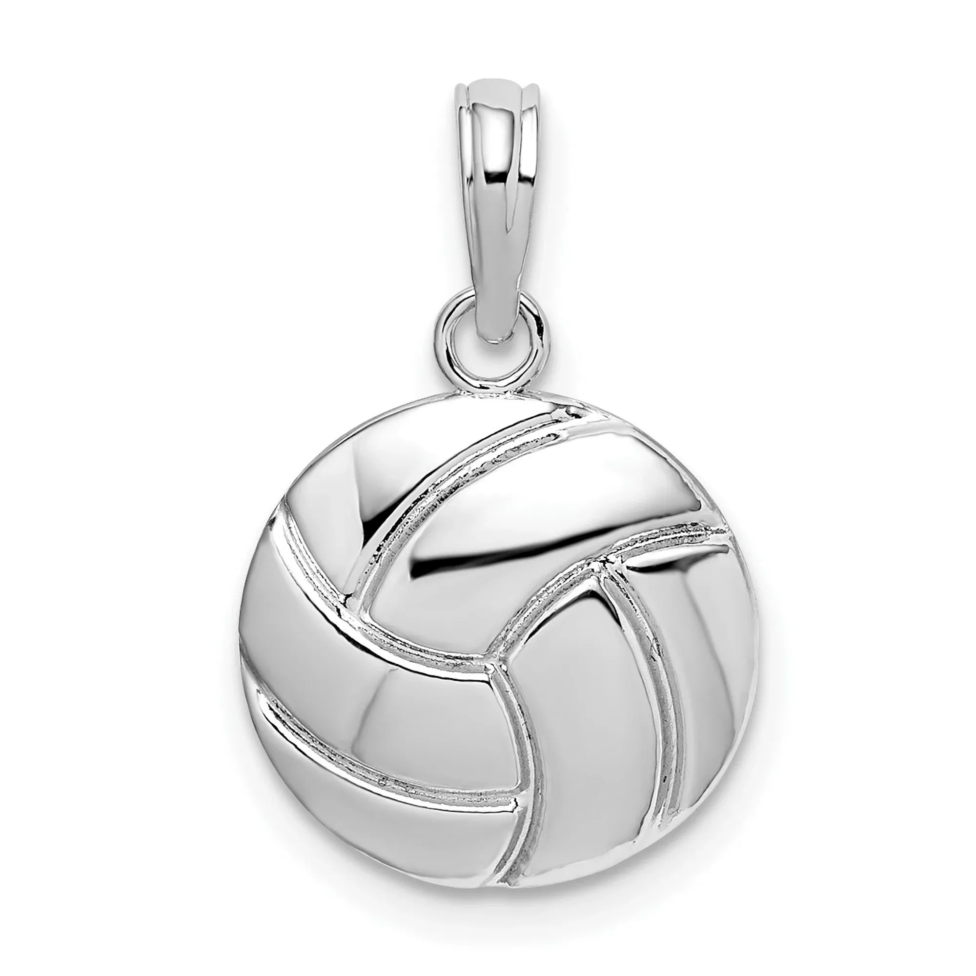 Sterling Silver Volleyball Pendant with 3D Polished Charm, Sports Jewelry for Women or Unisex Wear