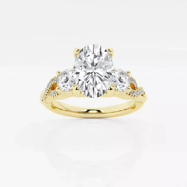 Swirl Design Oval Lab Grown Diamond Engagement Ring 1.25 - 3.60 Total Carat Weight