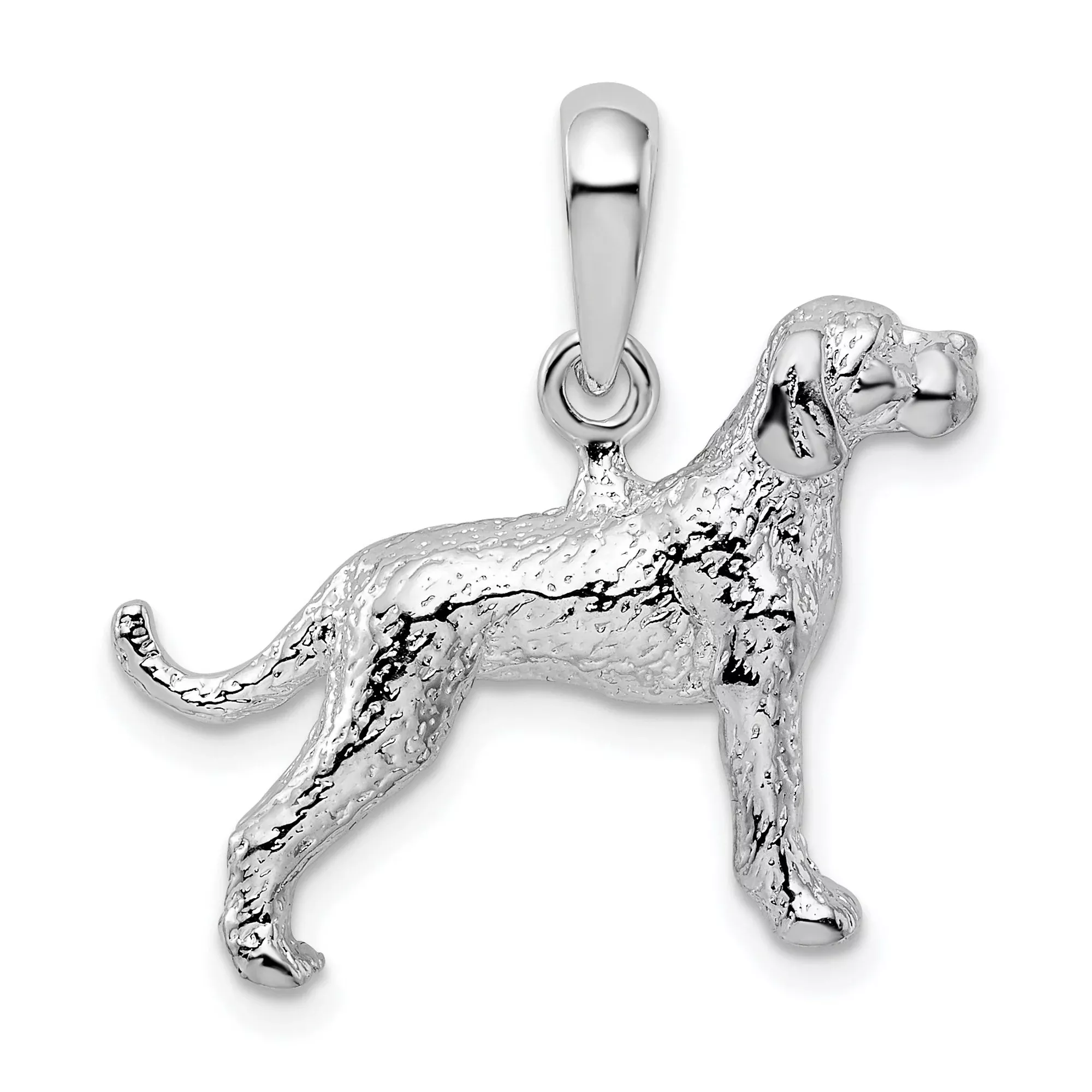 Textured 3-D English Pointer Dog Charm Pendant in Real 925 Sterling Silver