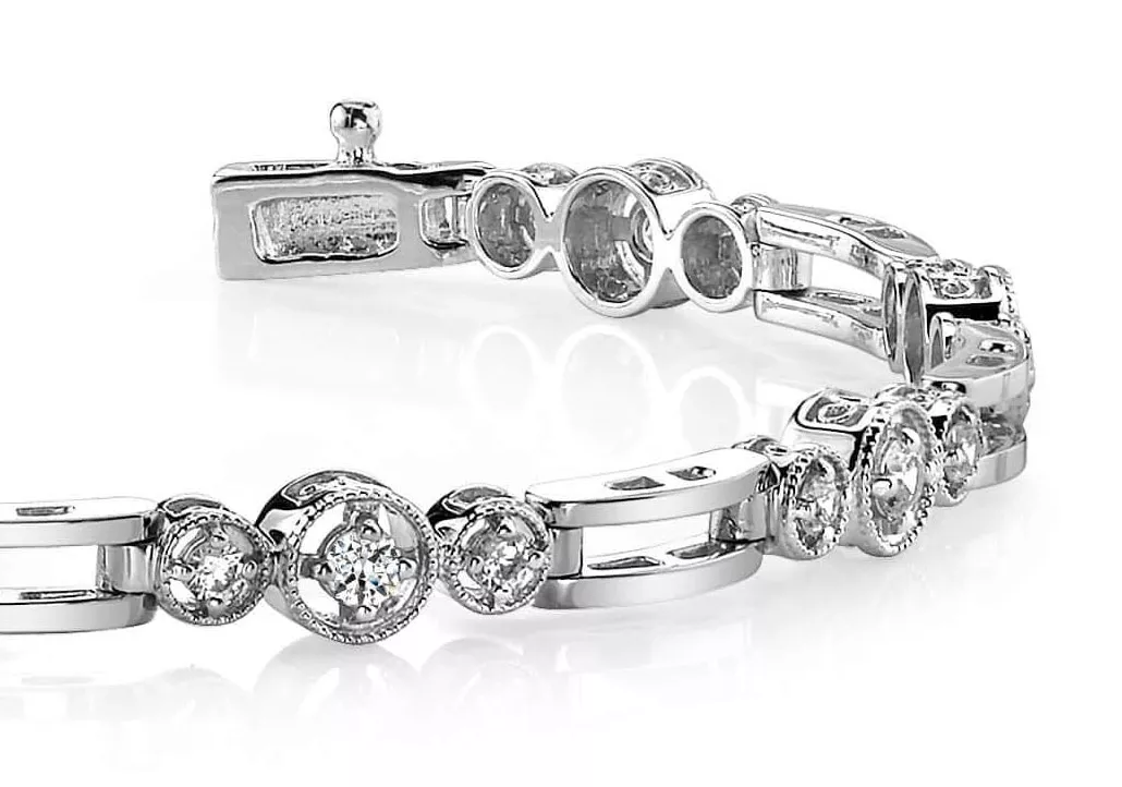 Three Across-Bridge Link Diamond Bracelet 1.0 Carat Total Weight