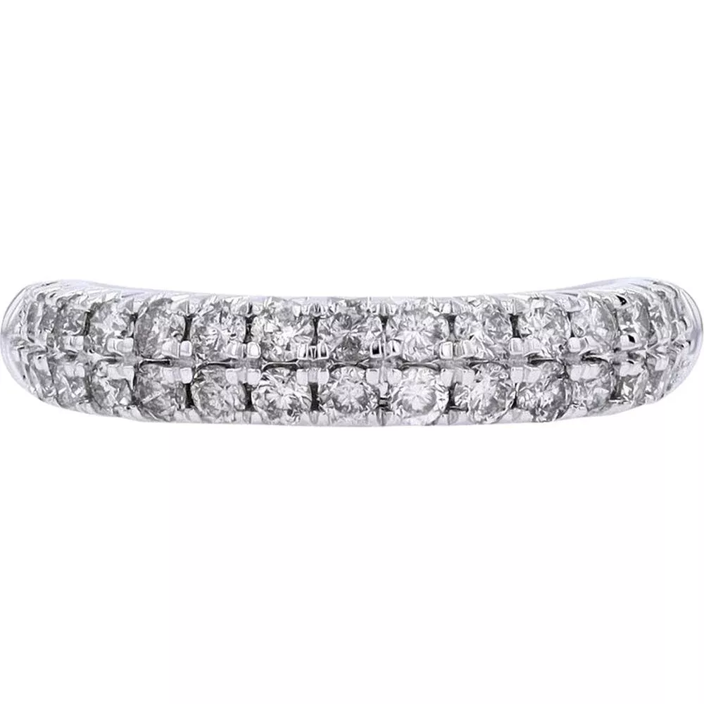 Timeless 14K White Gold Two Row Diamond Band - 1 Carat Total Weight