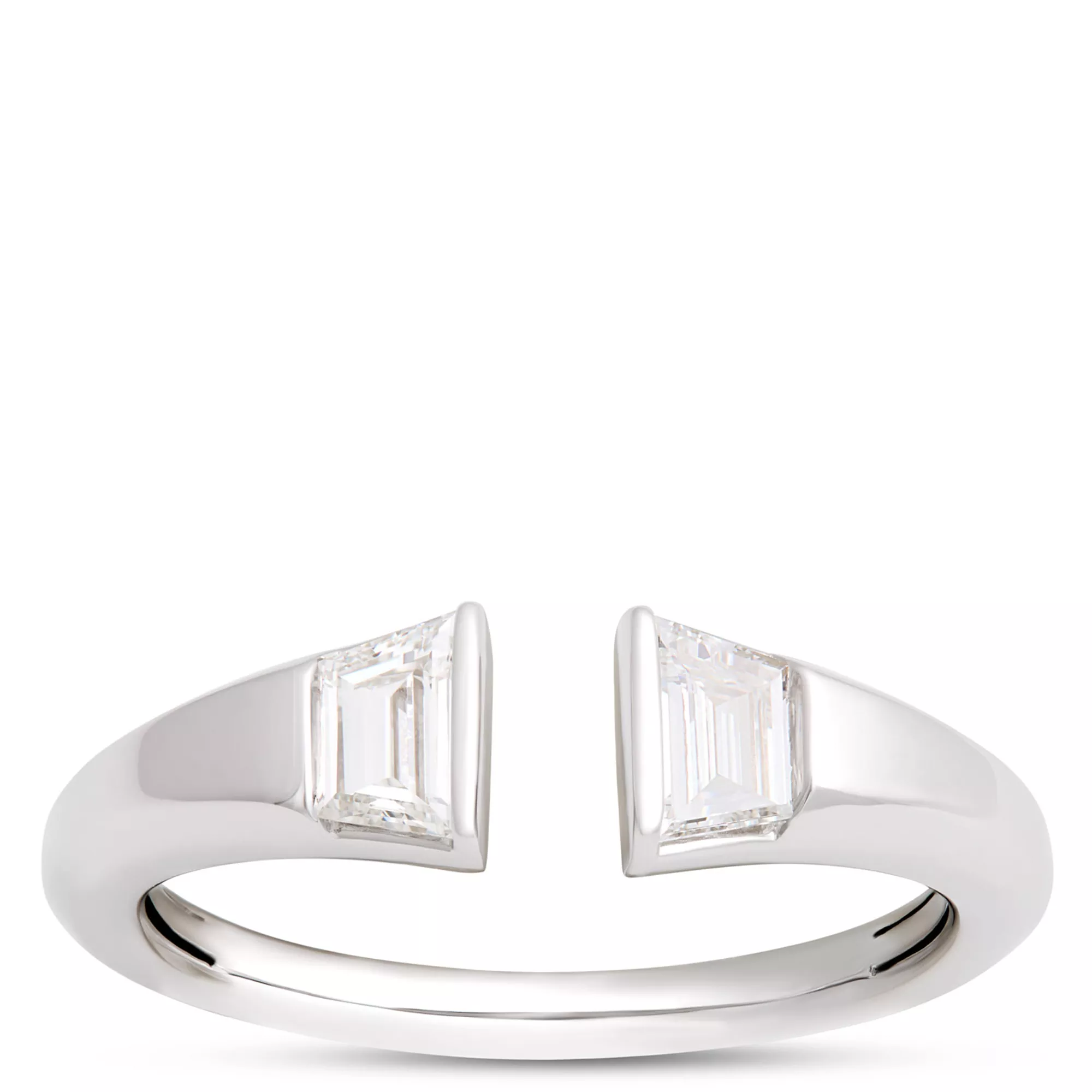 Trap Diamond Bypass Ring, 14K White Gold