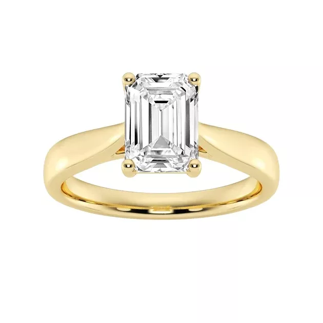Trellis Solitaire Engagement Ring - Emerald Lab Grown Diamond - 0.50 - 2 Carat